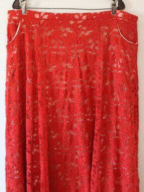 LuLaRoe Elegant Red Lace Maxi Skirt EUC